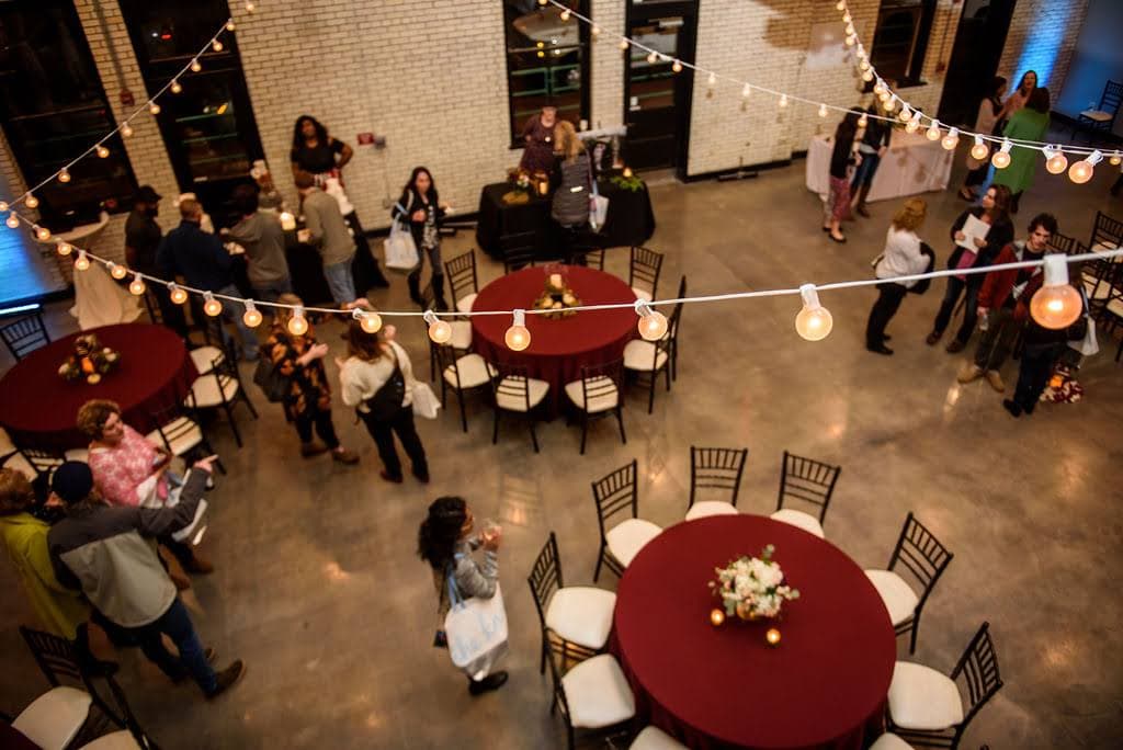 Venue sky view tables and people