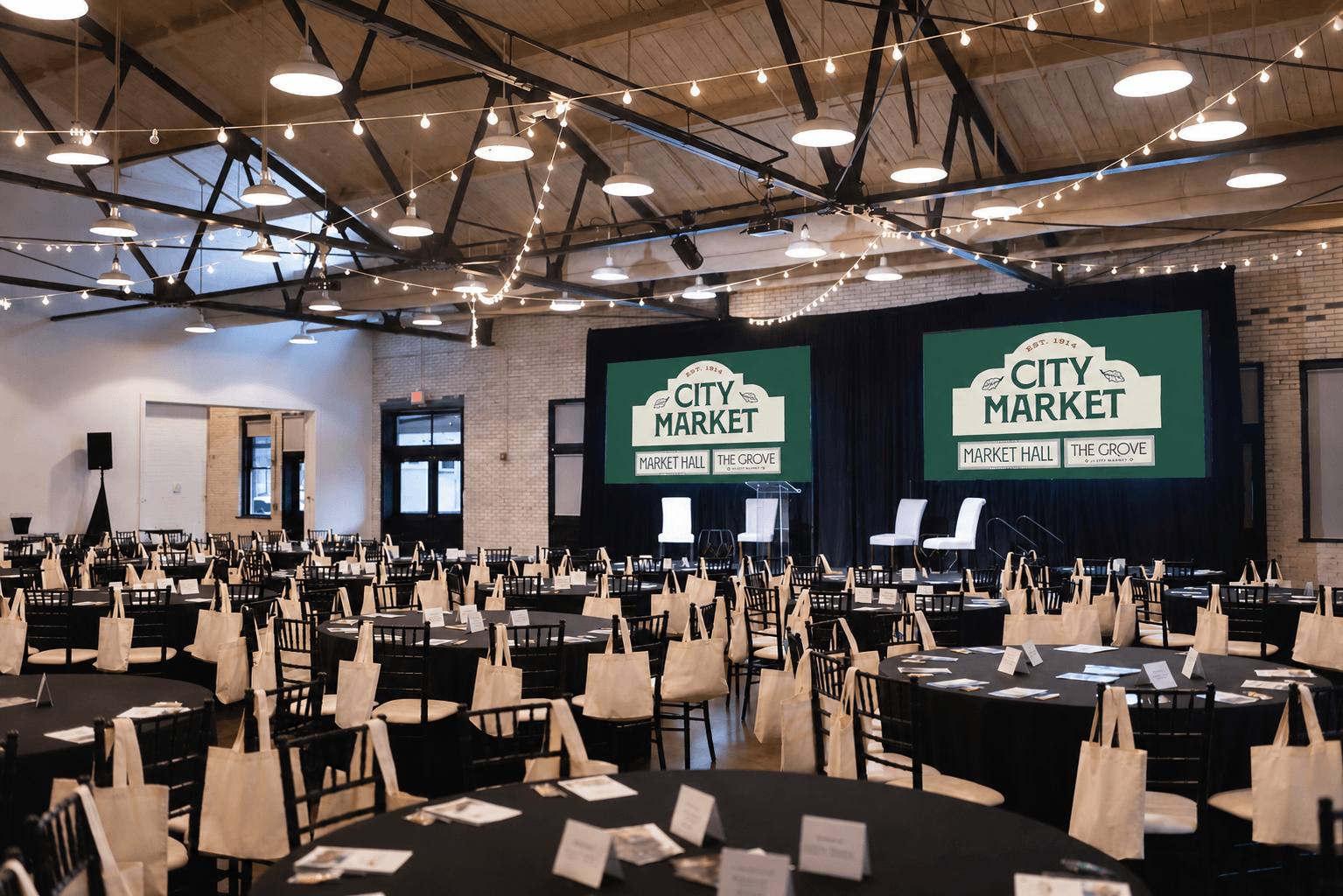 Venue inside hall tables