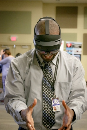 person with vr headset